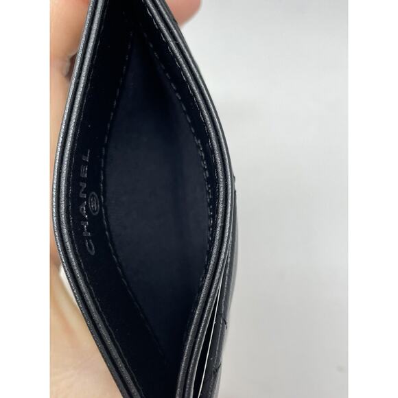 Chanel Classic Flat So Black Card Holder Lambskin Leather Wallet New 24S - Picture 8 of 11